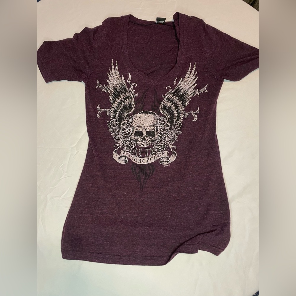 Purple Harley Davidson short sleeve tee